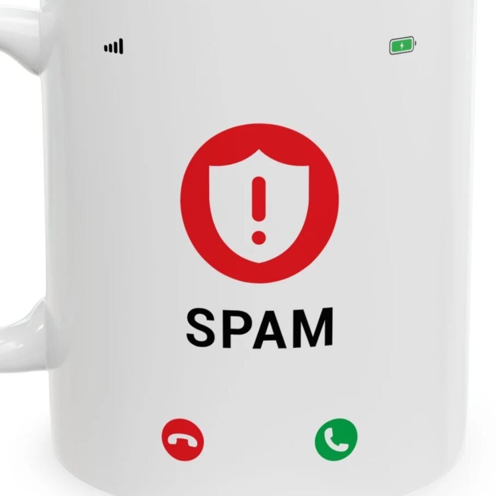 Spam Call Coffee Mug – Funny Anti-Robocall Morning Cup 91 - Picture 2 of 4